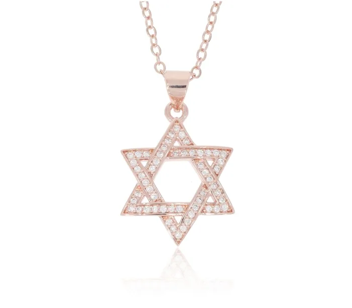 שרשרת מגן דוד כסף 925 בציפוי רוז גולד