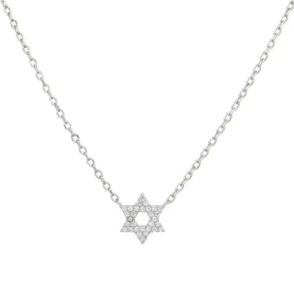 שרשרת מגן דוד כסף 925 בציפוי רודיום